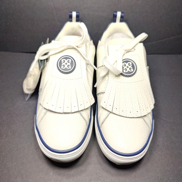 G/FORE Shoes - G/FORE Kiltie Disruptor Womens Lace Up White Navy Pebbled Leather Golf Shoe 10